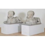 A pair of stone sphinxes,