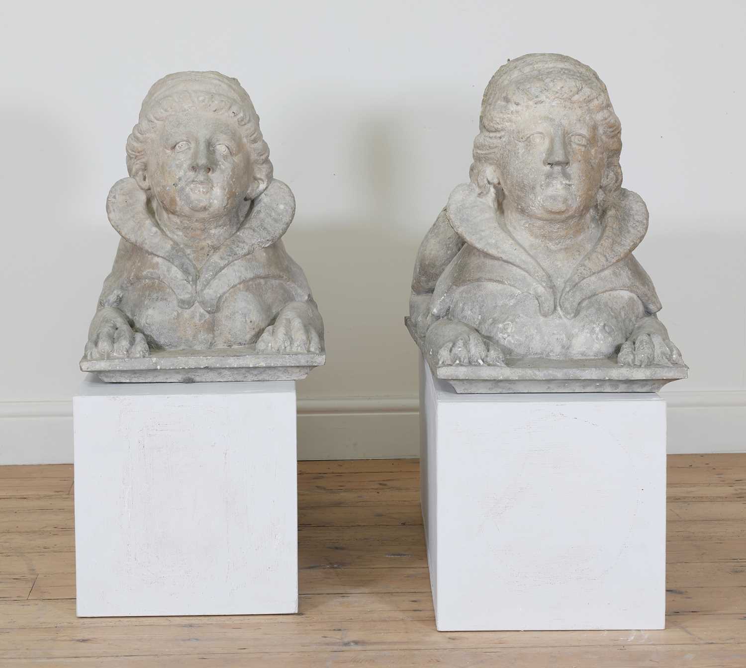 A pair of stone sphinxes, - Image 3 of 21