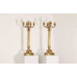 A pair of Louis Phillipe gilt-bronze five-light candelabra,