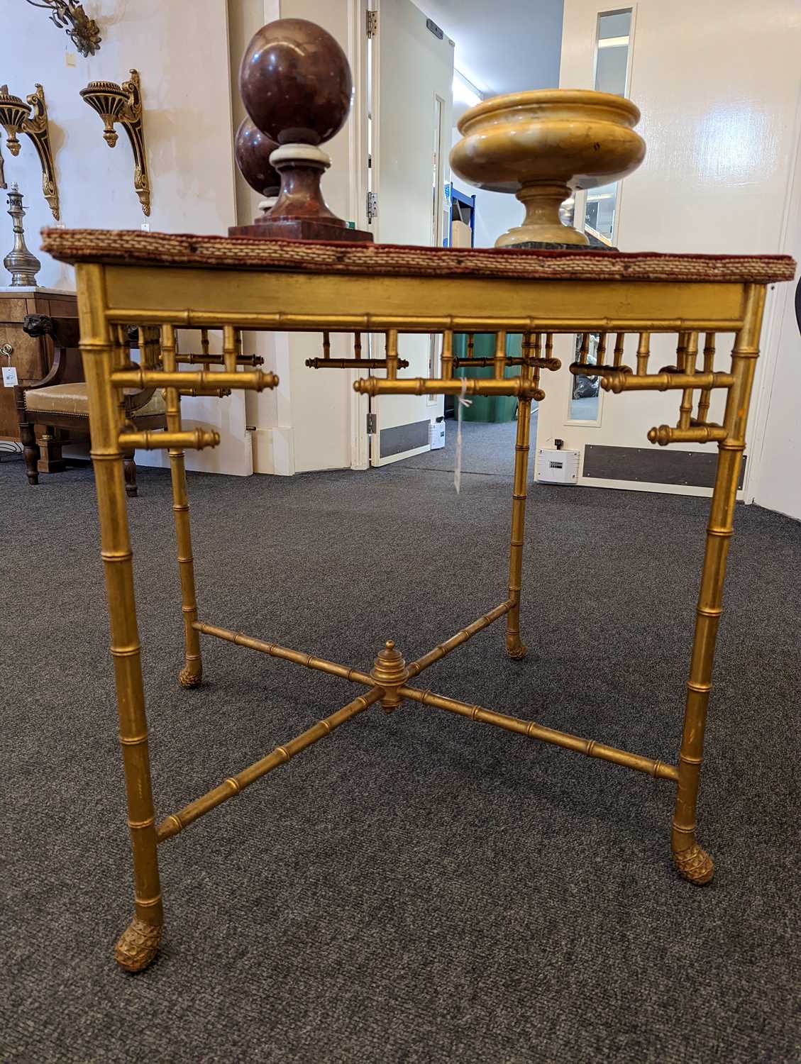 A Napoleon III gilt, faux bamboo, card or centre table, - Image 12 of 16