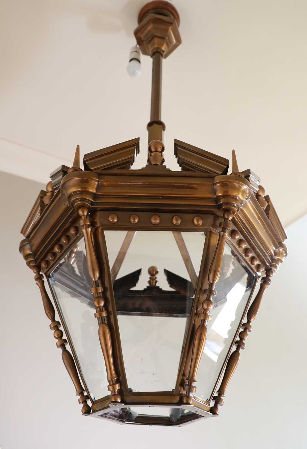 An hexagonal bronze lantern,