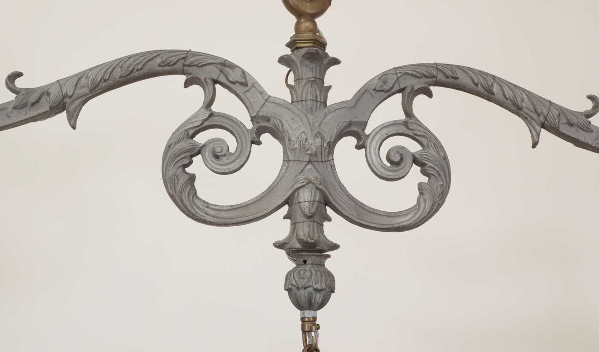 A large Louis Philippe cast iron billiard chandelier, - Image 4 of 4