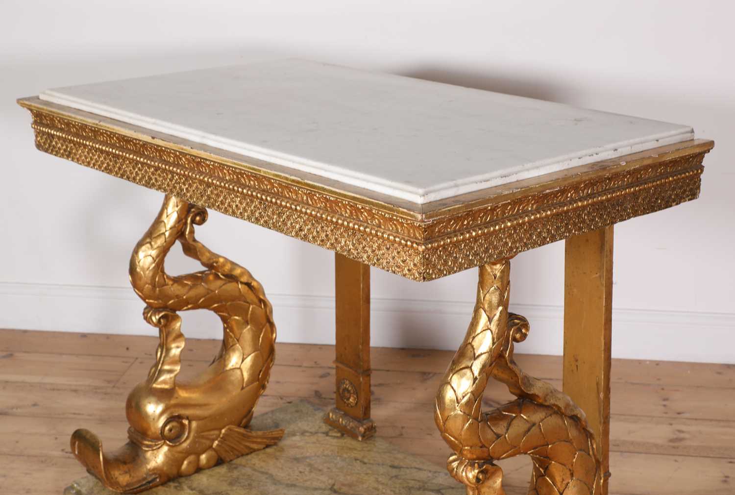 A Swedish Gustavian giltwood console table, - Image 7 of 9