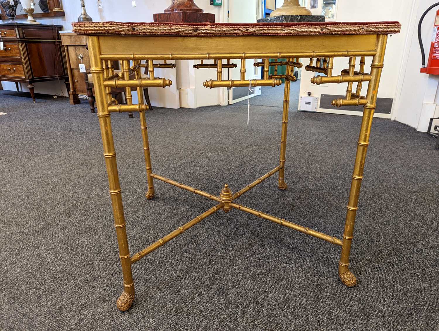 A Napoleon III gilt, faux bamboo, card or centre table, - Image 11 of 16