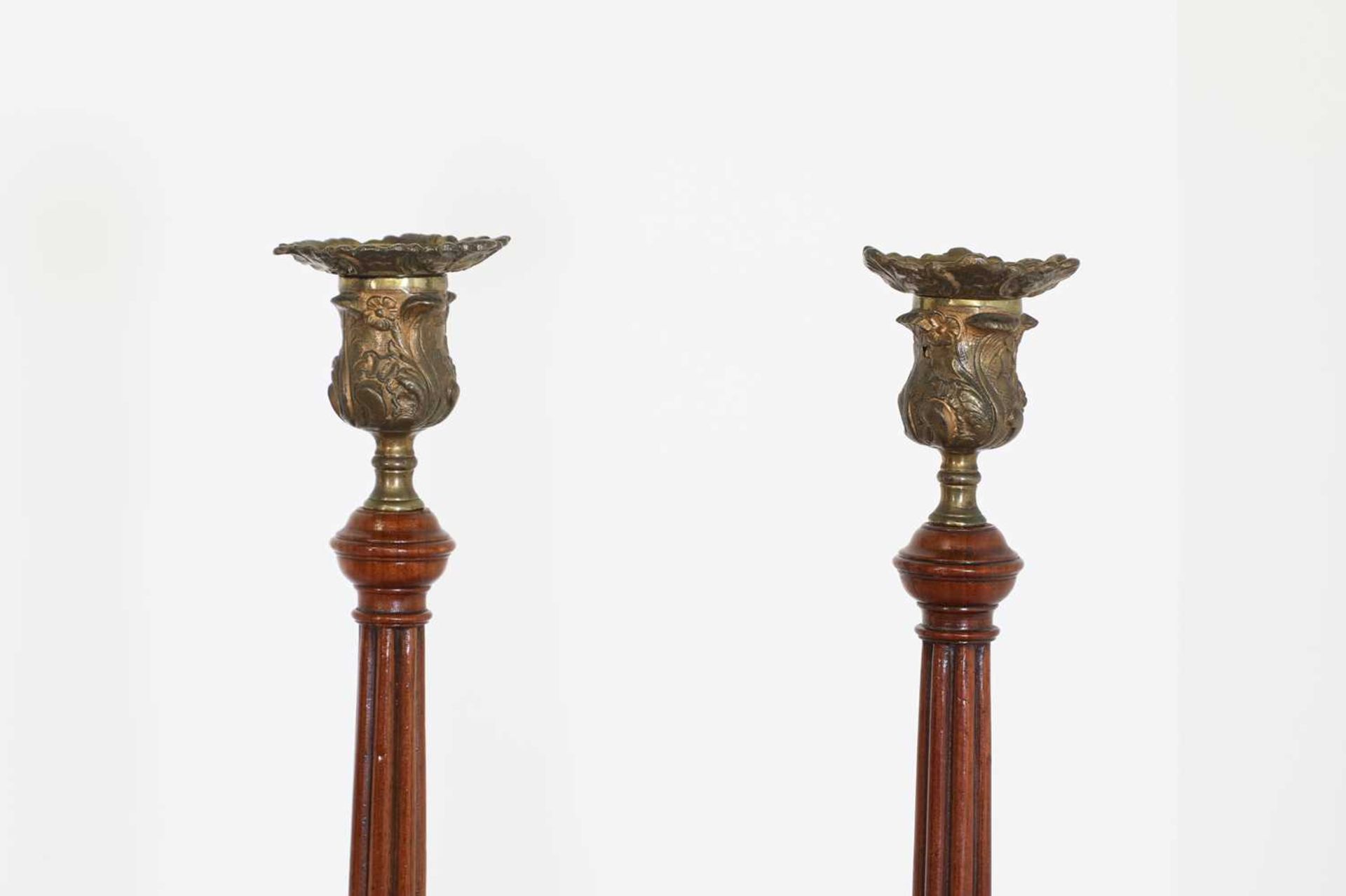 A pair of George III mahogany candlesticks, - Image 2 of 2