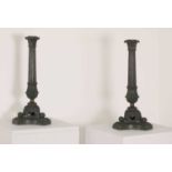 A pair of Louis Philippe bronzed antimony lamp bases,