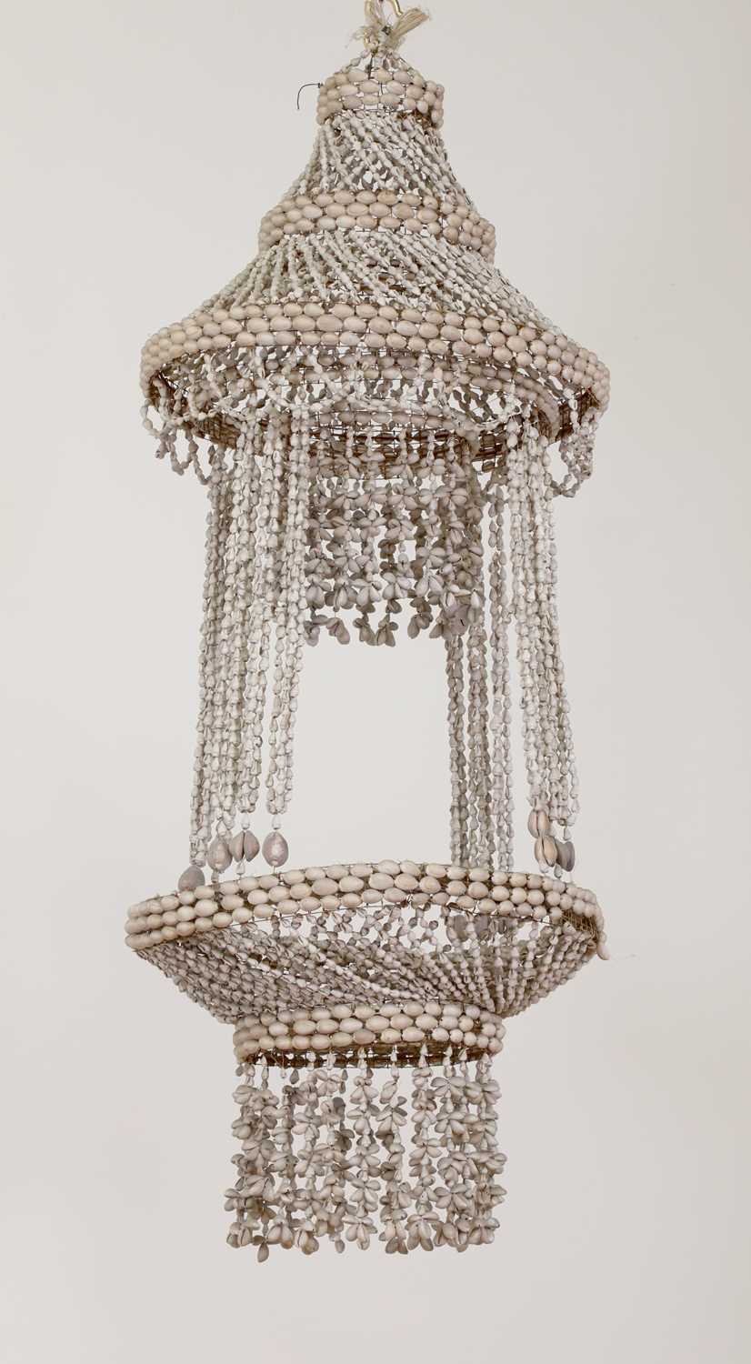 An extraordinary strung shell chandelier,