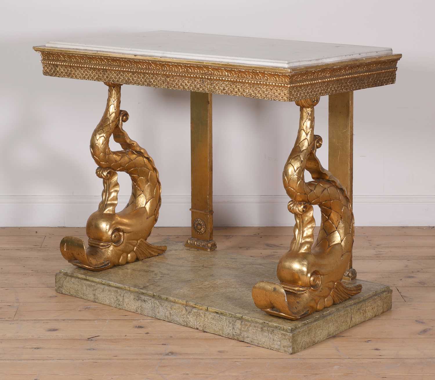 A Swedish Gustavian giltwood console table, - Image 4 of 9