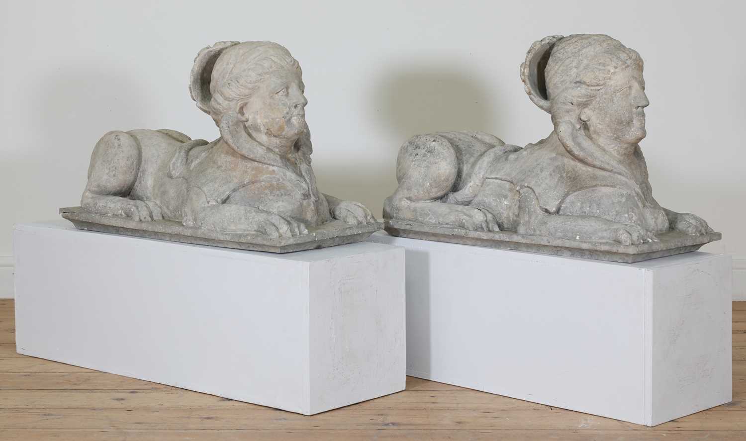 A pair of stone sphinxes, - Image 2 of 21