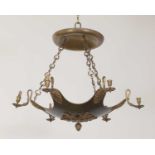 An Empire-style period bronze and parcel-gilt chandelier,