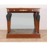 A pair of First French Empire mahogany console tables,