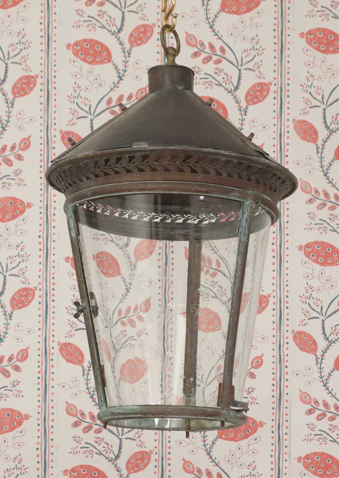 A bronze hanging gas lantern, - Image 2 of 2
