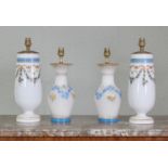 Two pairs of opaline glass vases,