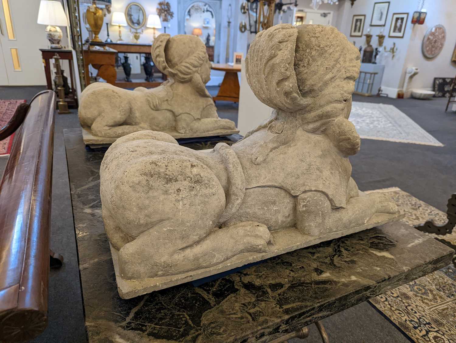 A pair of stone sphinxes, - Image 21 of 21