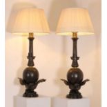 A pair of extraordinary and large Napoleon III moderator table lamps,