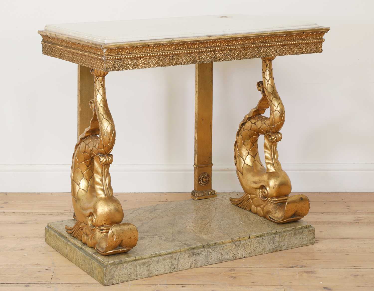 A Swedish Gustavian giltwood console table, - Image 2 of 9
