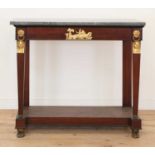 A mahogany French Empire console table,