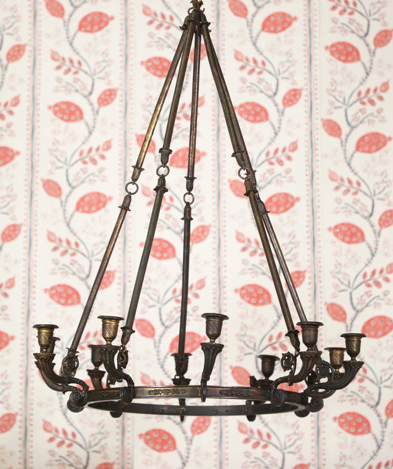 An Empire bronze ten-branch chandelier,