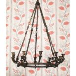 An Empire bronze ten-branch chandelier,