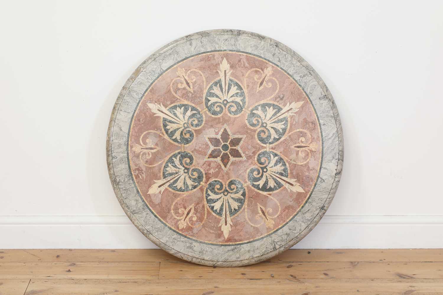 A scagliola circular marble table top,