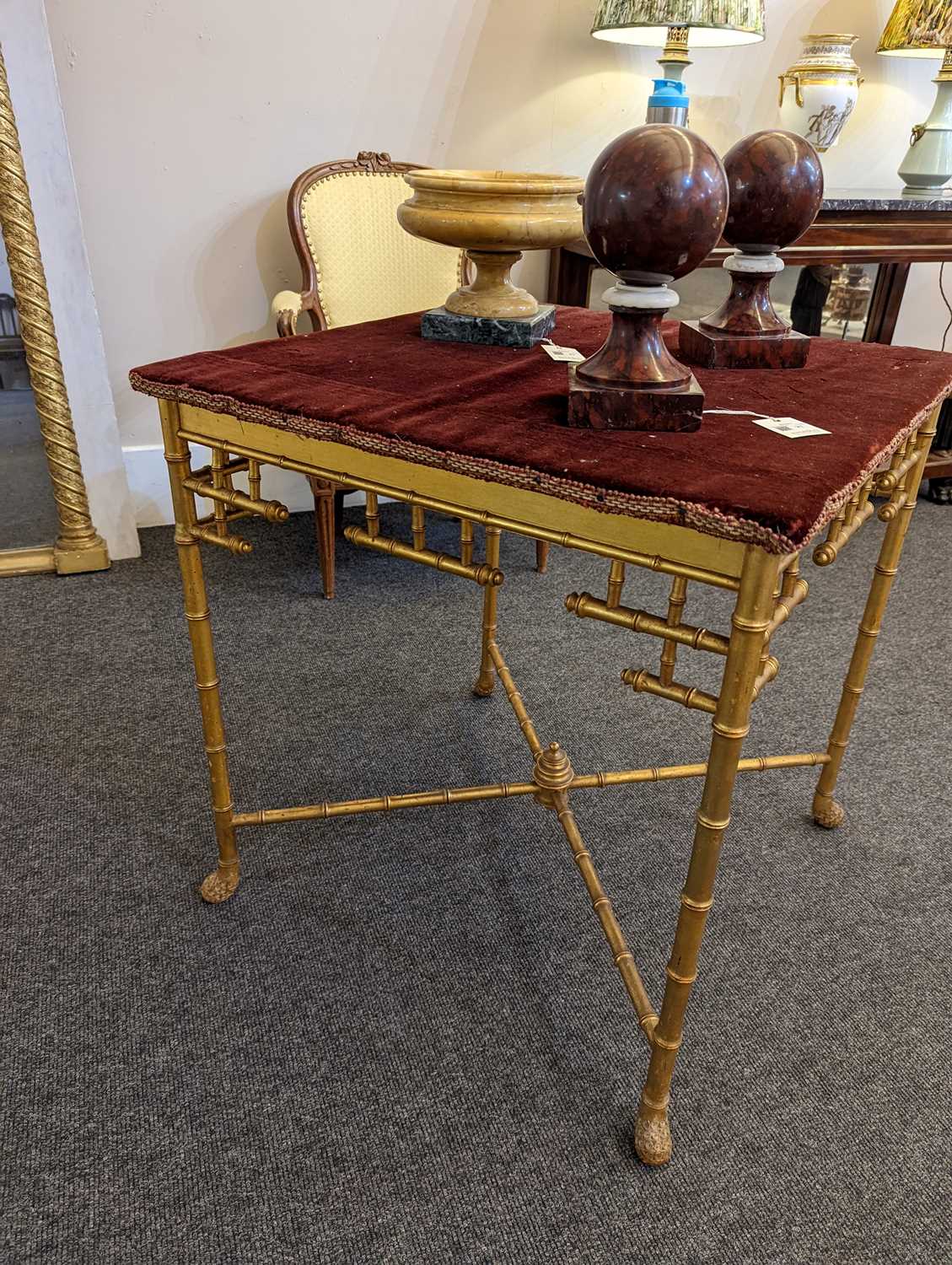 A Napoleon III gilt, faux bamboo, card or centre table, - Image 7 of 16