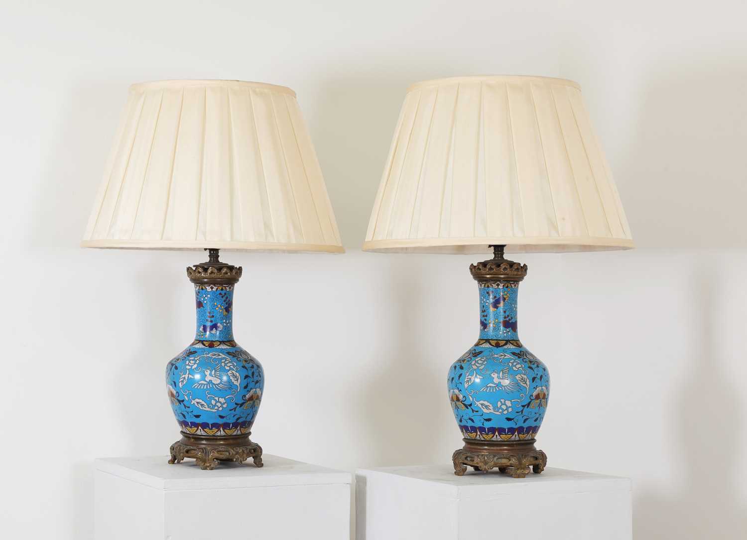 A pair of Chinese cloisonné vase table lamps, - Image 2 of 2