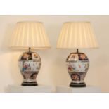 A pair of Bayeux faience vase table lamps