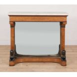 A small French Empire amboyna console table,