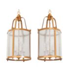 A pair of French lacquered cylindrical lanterns,