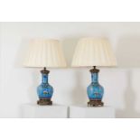 A pair of Chinese cloisonné vase table lamps,