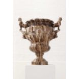 A massive flambé-glazed faience urn,