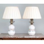 A pair of Napoleon III moderator pottery table lamps,