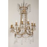 An elegant Baltic gilt-bronze and cut-glass chandelier,
