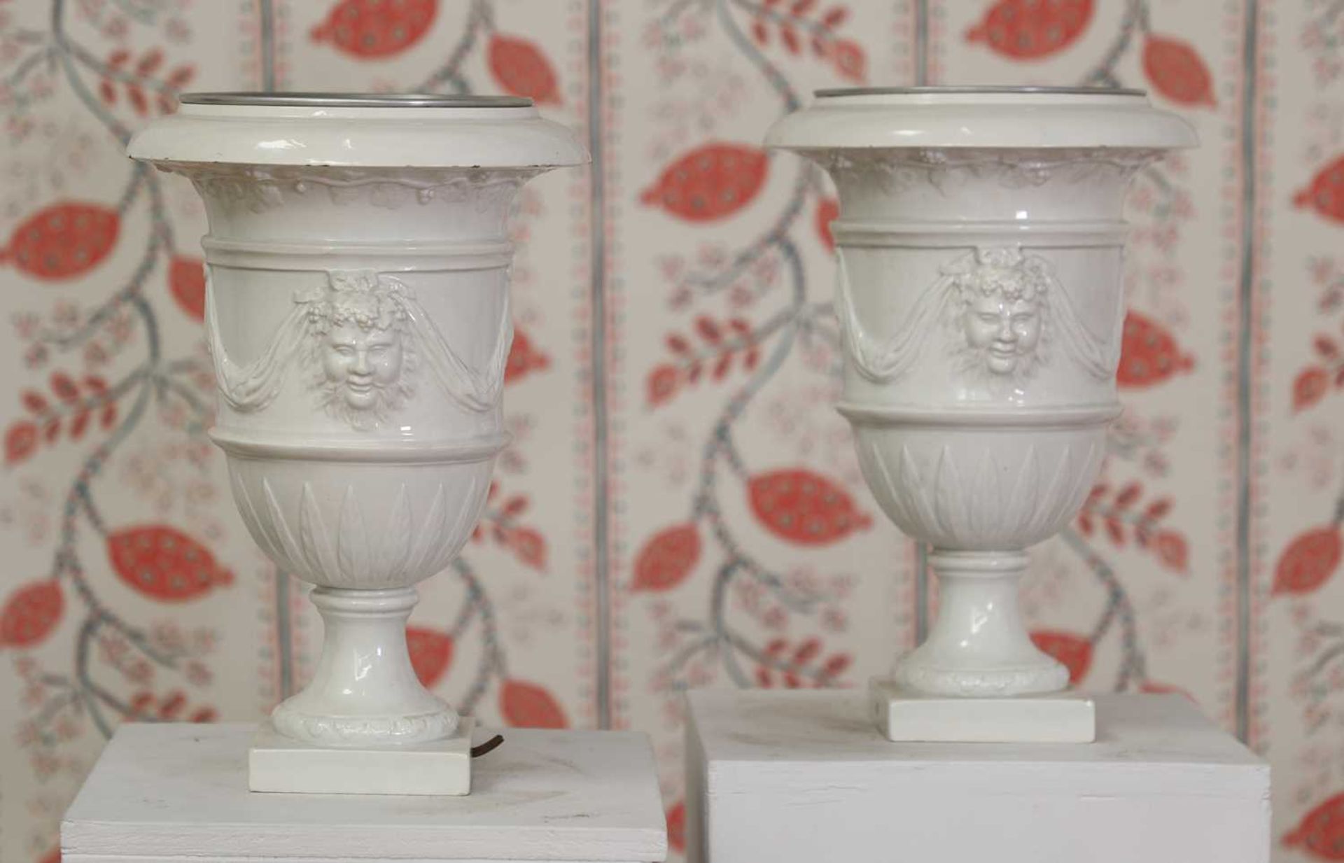 A pair of Gien creamware neoclassical vases,