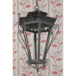 A painted metalware hanging lantern,