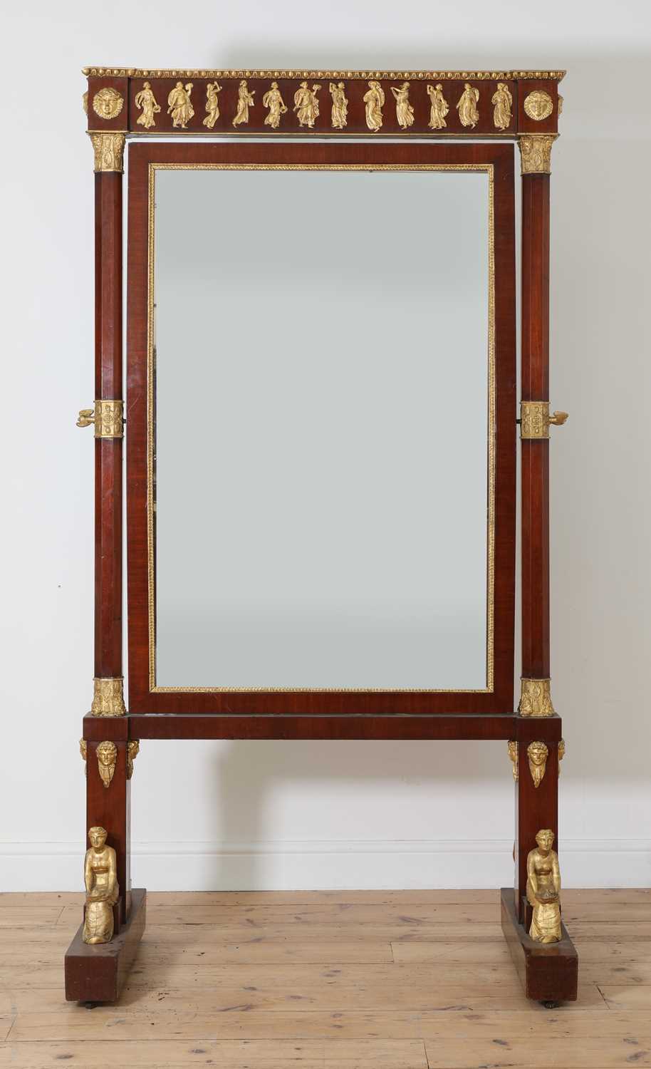 A French Empire cheval mirror,