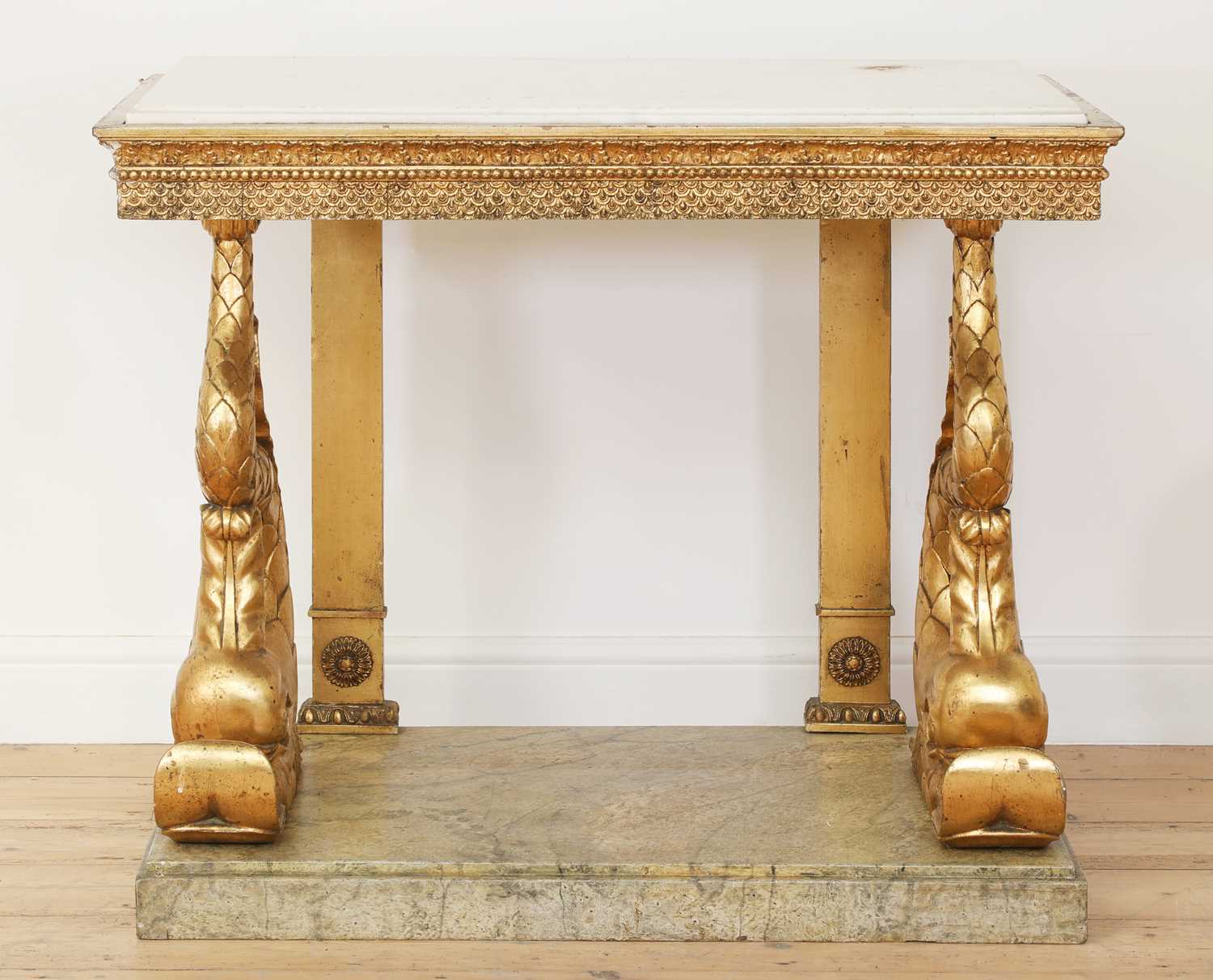 A Swedish Gustavian giltwood console table,