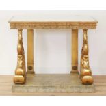 A Swedish Gustavian giltwood console table,