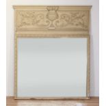 A painted wood trumeau mirror