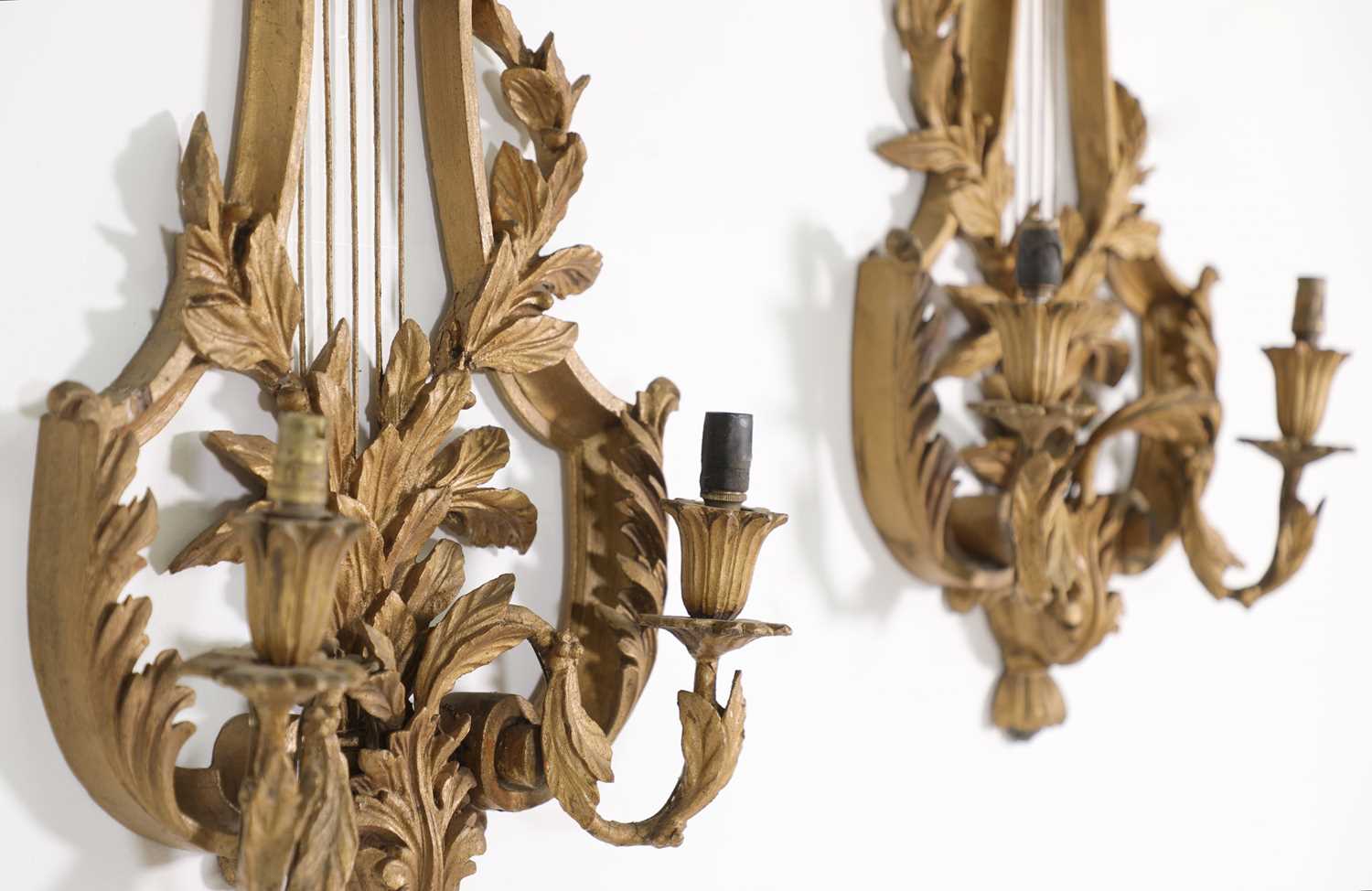 A pair of carved wooden wall lights, - Image 3 of 3