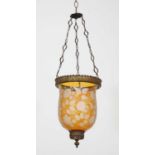 A Louis Phillipe amber glass candle lantern,