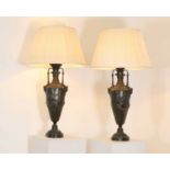 A pair of spelter amphora vases,