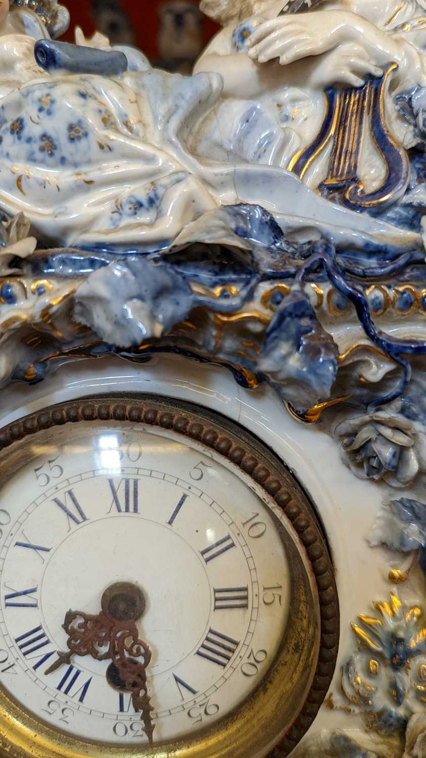 A German porcelain clock garniture - Image 5 of 25