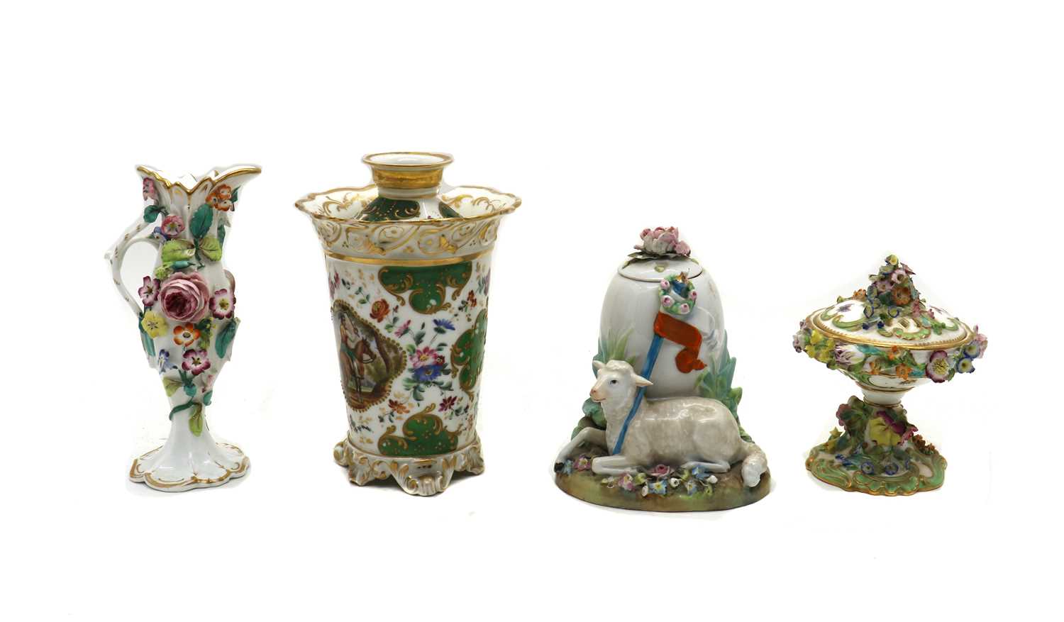 A Continental porcelain potpourri urn vase and cover,