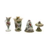 A Continental porcelain potpourri urn vase and cover,