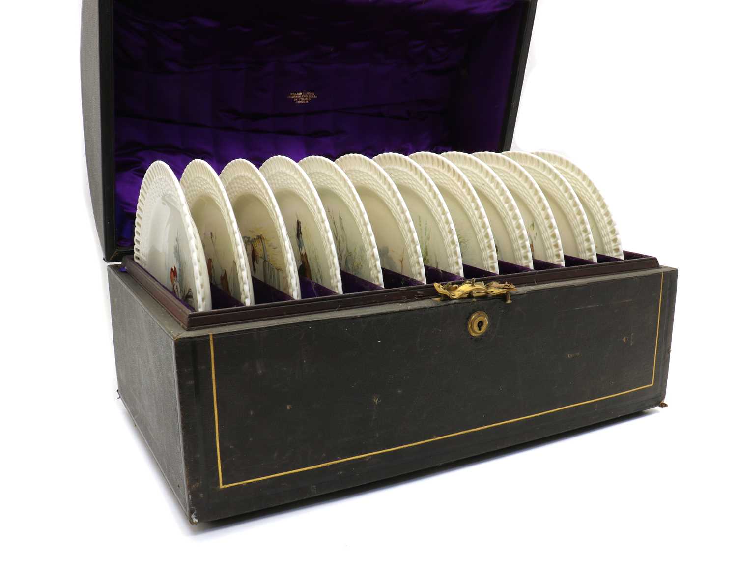 A cased set of twelve Minton creamware nursery plates, - Image 4 of 7