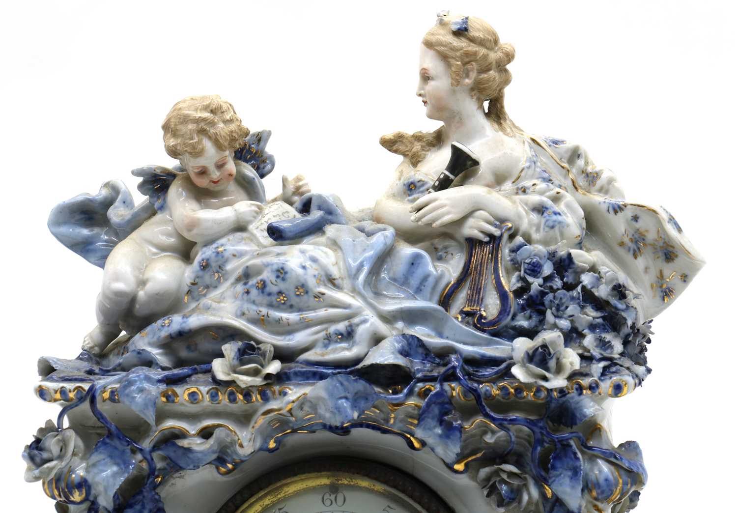 A German porcelain clock garniture - Image 3 of 25