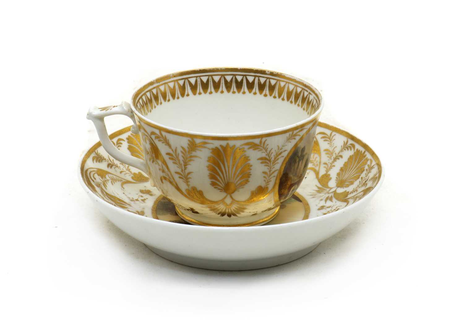 A Royal Crown Derby named view porcelain cup and saucer,