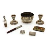 A collection of silver items,