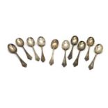 A collection of ten silver teaspoons
